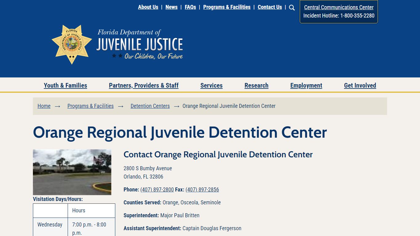 Orange Regional Juvenile Detention Center - Florida Department of ...